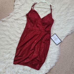 Glitter burgundy red sheath mini dress